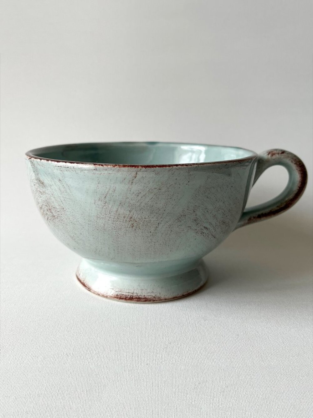 Starbucks Italy Hand Painted Pedestal Coffee Mug 16 oz Ceramic Distressed